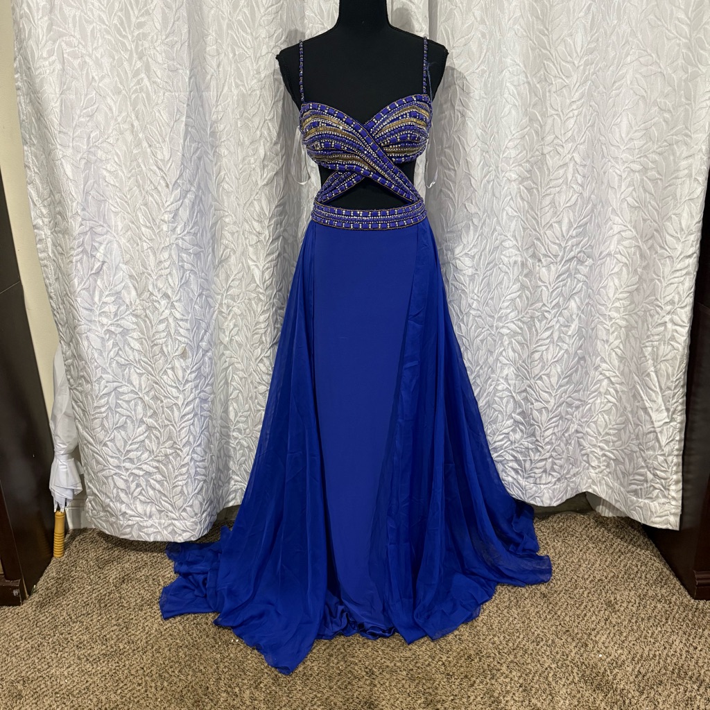 Sherri Hill Size 2 Purple Maxi Prom Dress Formal Gown Bedded Bodice Flowy Skirt